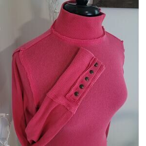 Free People We The Free Pink Thermal Mock Neck Top XS EUC